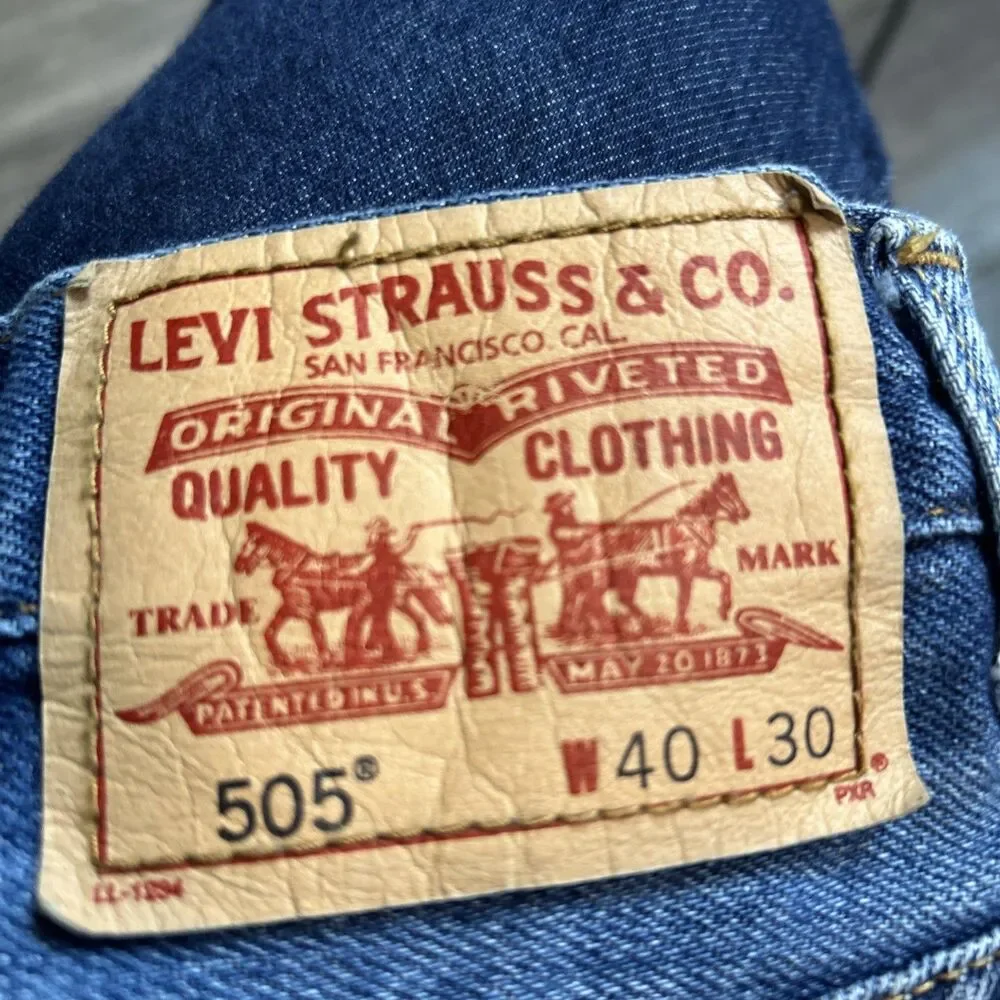 Mens Regular Fit Levis 505 Jeans Classic Medium Wash 40x30 Zip Straight Leg